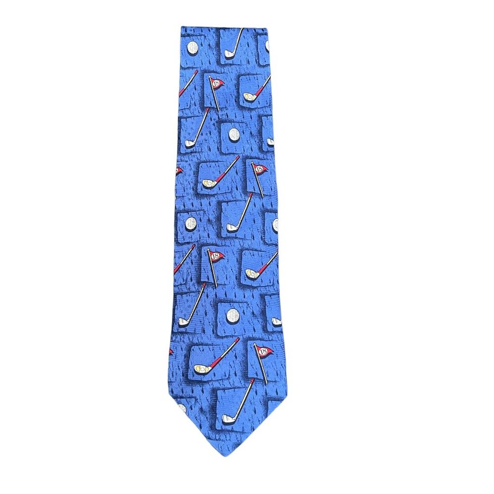 Robert Talbott Blue Golf Club & Ball Pattern Silk Tie
